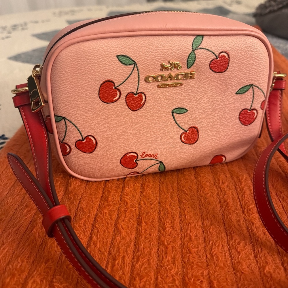 Coach Pink Cherry Print Crossbody Bag - Picture 11 of 16